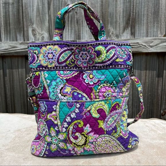 Vera Bradley Handbags - Vera Bradley Ladies Heather EUC Large Tote Magnetic Closure Crossbody Bag Purple